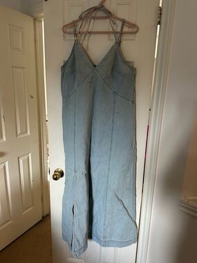 Light Wash Denim Halter Dress
